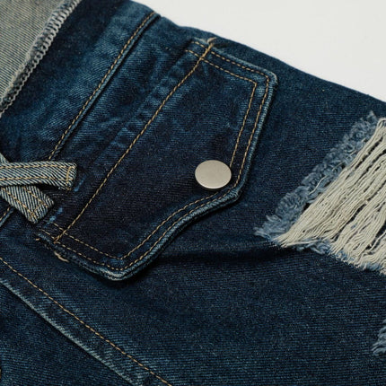 TALKLESSFASHION Destroyed Scimitar Wide-Leg Jeans