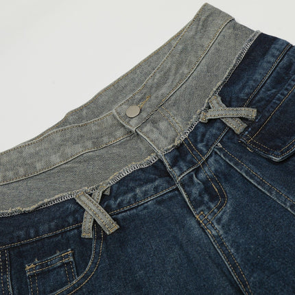 TALKLESSFASHION Destroyed Scimitar Wide-Leg Jeans