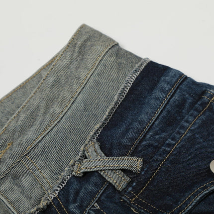 TALKLESSFASHION Destroyed Scimitar Wide-Leg Jeans