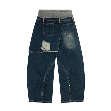 TALKLESSFASHION Destroyed Scimitar Wide-Leg Jeans