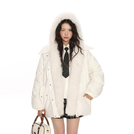 TALKLESSFASHION Detachable Fur Padded Down Jacket