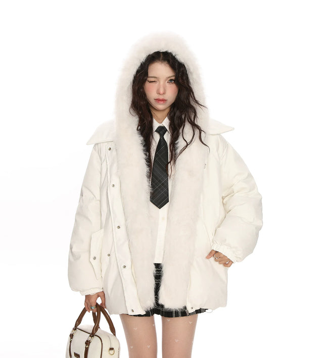 TALKLESSFASHION Detachable Fur Padded Down Jacket