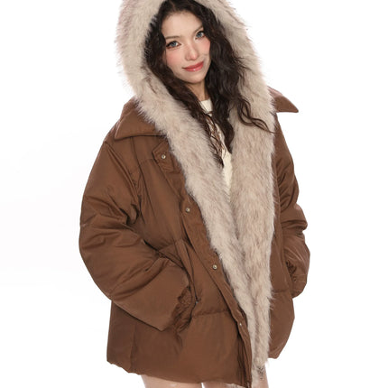 TALKLESSFASHION Detachable Fur Padded Down Jacket