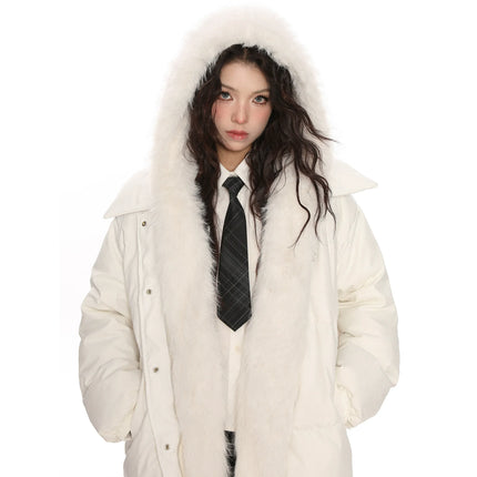 TALKLESSFASHION Detachable Fur Padded Down Jacket