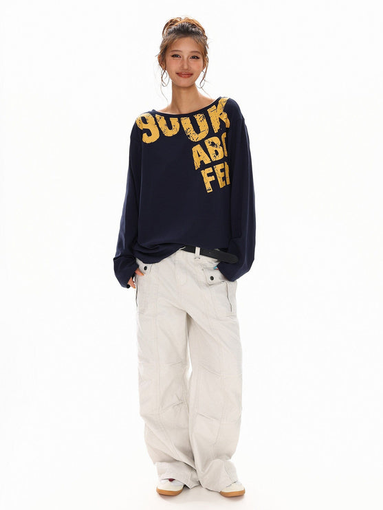 TALKLESSFASHION Disruptive Lettering Off-Shoulder Top