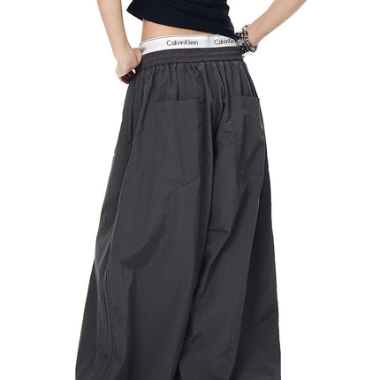 TALKLESSFASHION Drawstring pleats, quick-drying paratrooper pants, women's summer loose drape, wide-leg pants, hip-hop, American vintage jazz dance, scimitar pants