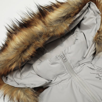 TALKLESSFASHION Elysian Frost Luxe Fur-Collar Puffer Jacket