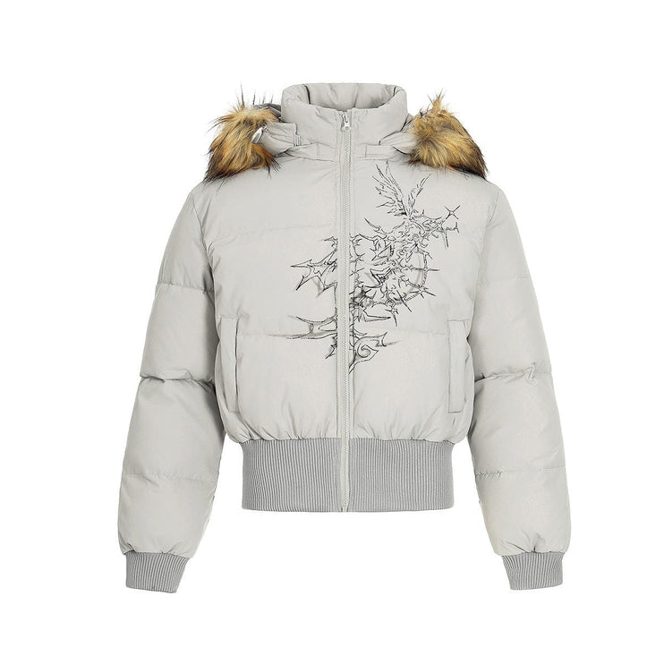 TALKLESSFASHION Elysian Frost Luxe Fur-Collar Puffer Jacket