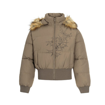 TALKLESSFASHION Elysian Frost Luxe Fur-Collar Puffer Jacket