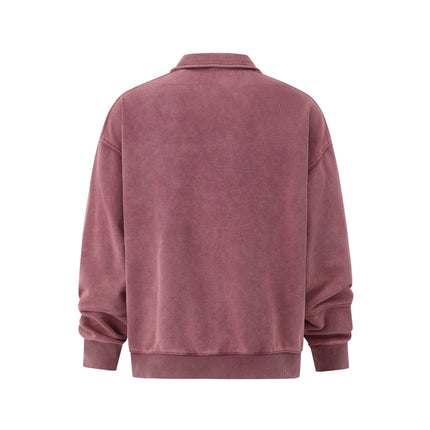 TALKLESSFASHION Embroidered Lapel Pullover Sweatshirt