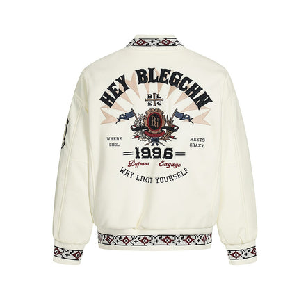 TALKLESSFASHION Embroidery Campus Style Cotton jacket