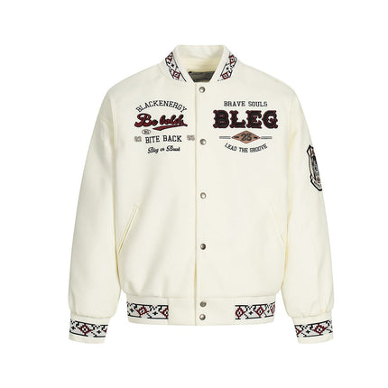TALKLESSFASHION Embroidery Campus Style Cotton jacket