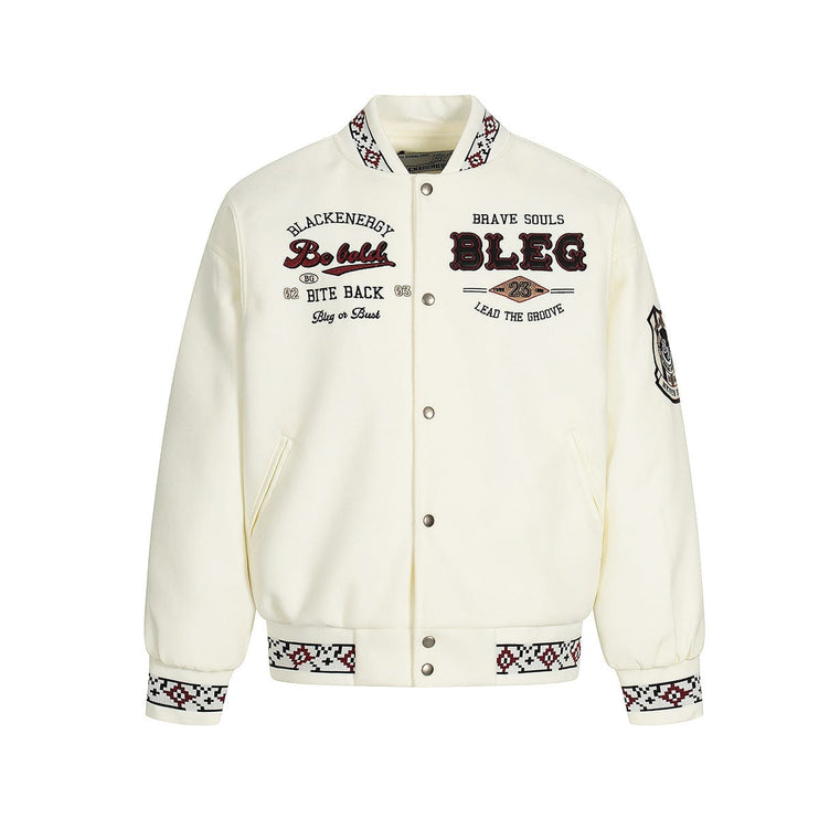 TALKLESSFASHION Embroidery Campus Style Cotton jacket