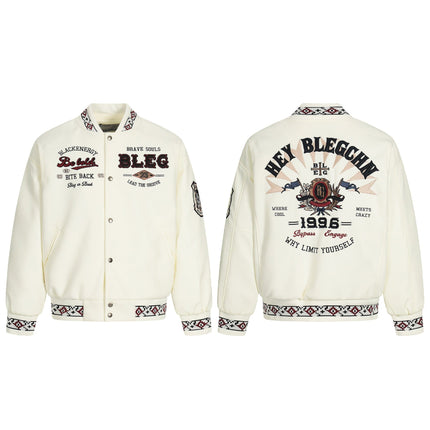 TALKLESSFASHION Embroidery Campus Style Cotton jacket