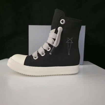 TALKLESSFASHION Europe Station Platform Shoes 2023 New High Top Shoes Men's Canvas Platform Pentagram Couple Shoes Casual Booties Women