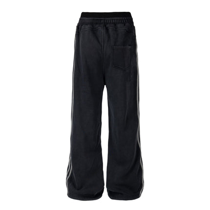 TALKLESSFASHION Fall 2025 American high street dirty and worn letter double waist sweatpants for men and women with a sense of design scimitar wide-leg pants