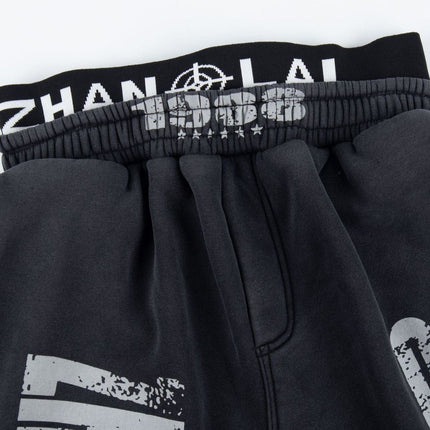 TALKLESSFASHION Fall 2025 American high street dirty and worn letter double waist sweatpants for men and women with a sense of design scimitar wide-leg pants