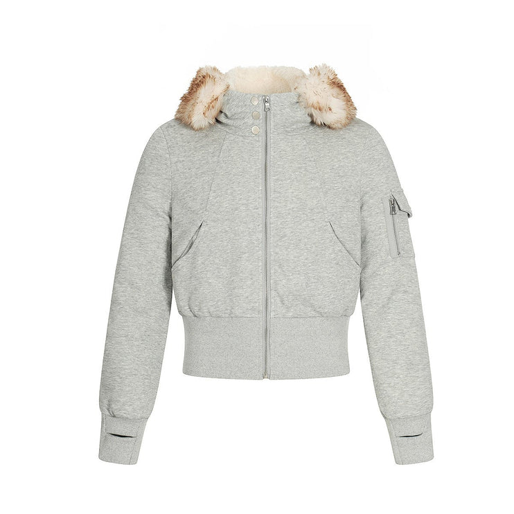 TALKLESSFASHION Fleece Lined Padded Clothes Fur Collar Jacket