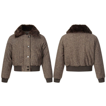 TALKLESSFASHION fur collar fleece padded jacket