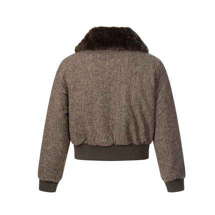 TALKLESSFASHION fur collar fleece padded jacket