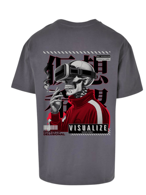 TALKLESSFASHION Gray / SMALL VISUALISE unisex oversize T-Shirt Short sleeve streetwear