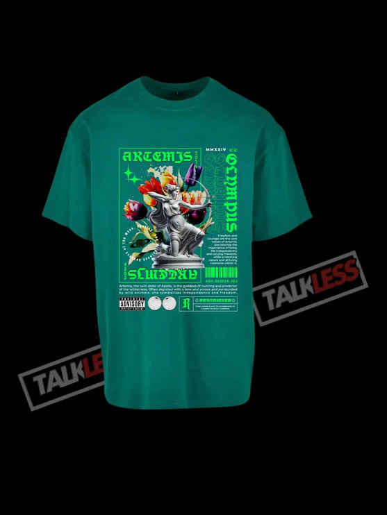TALKLESSFASHION Green / SMALL ARTEMIS unisex oversize T-Shirt --4099