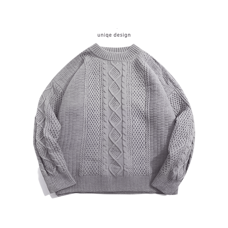 TALKLESSFASHION grey / 2XL Retro Twist Round Neck Sweater/Pullover—4224