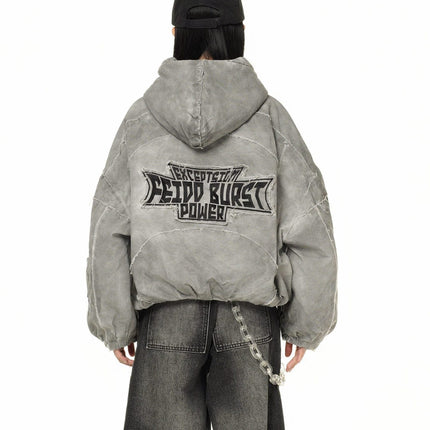 TALKLESSFASHION GUO WEAR wasteland style, national tide, mottled distressed overalls, men's and women's winter cotton clothes, casual and versatile