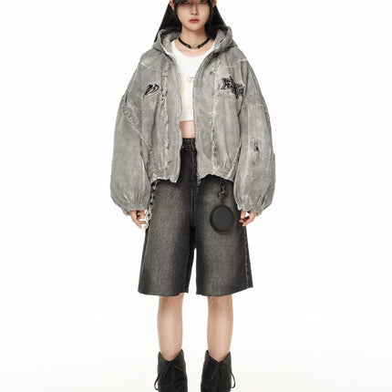 TALKLESSFASHION GUO WEAR wasteland style, national tide, mottled distressed overalls, men's and women's winter cotton clothes, casual and versatile