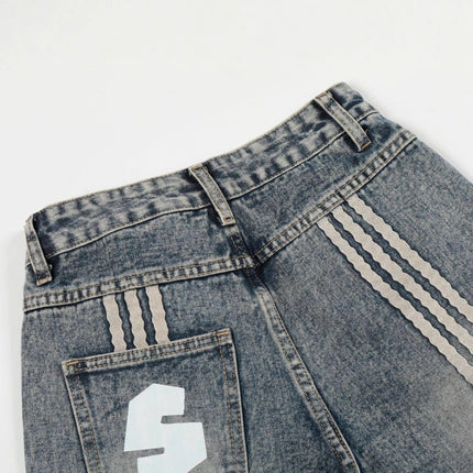 TALKLESSFASHION High Street Three-Bar Scimitar Jeans