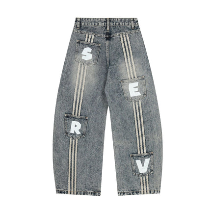 TALKLESSFASHION High Street Three-Bar Scimitar Jeans