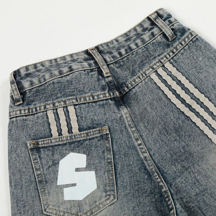 TALKLESSFASHION High Street Three-Bar Scimitar Jeans