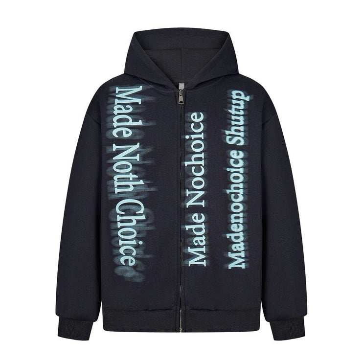 TALKLESSFASHION high street trendy zip Letter print hoodie