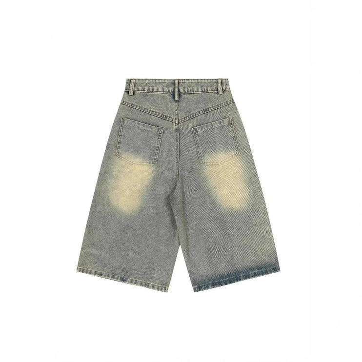 TALKLESSFASHION High Waist Patchwork Denim jort