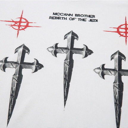 TALKLESSFASHION Hip-Hop Dark Cross Graphic Long Sleeve Tee