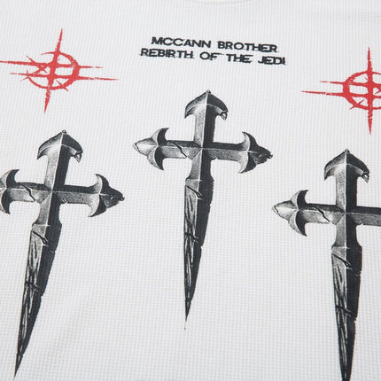 TALKLESSFASHION Hip-Hop Dark Cross Graphic Long Sleeve Tee