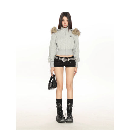 TALKLESSFASHION Hot Girl Detachable Fur Collar Sweatshirt