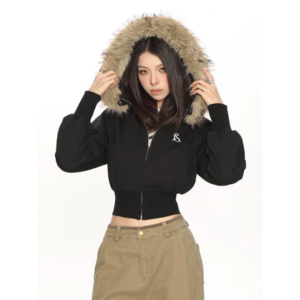 TALKLESSFASHION Hot Girl Detachable Fur Collar Sweatshirt