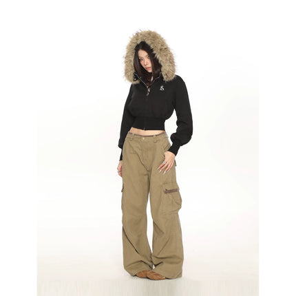 TALKLESSFASHION Hot Girl Detachable Fur Collar Sweatshirt