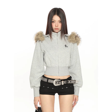TALKLESSFASHION Hot Girl Detachable Fur Collar Sweatshirt
