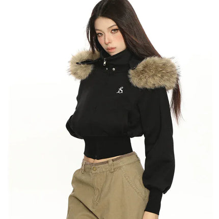 TALKLESSFASHION Hot Girl Detachable Fur Collar Sweatshirt