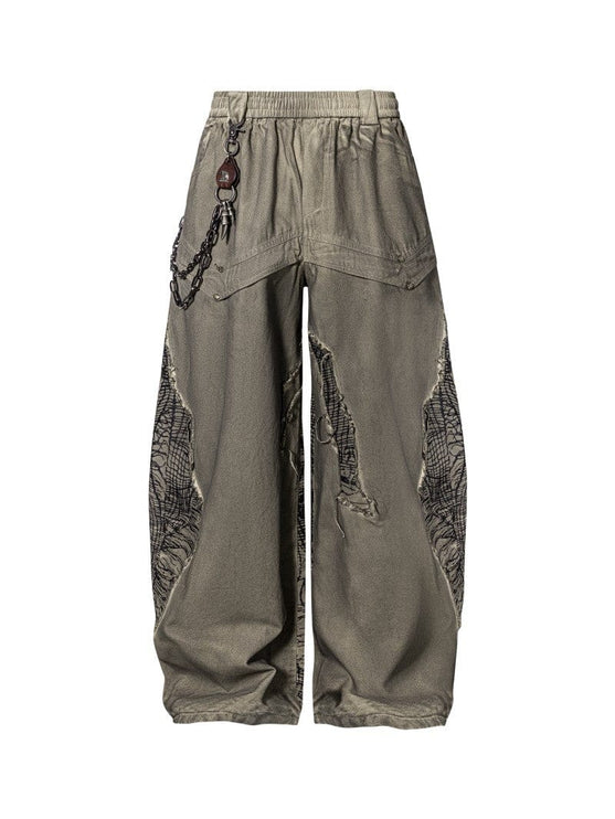 TALKLESSFASHION Irregular Ripped Splicing—-7096