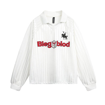 TALKLESSFASHION Jersey Campus Lapel Polo Sweatshirt