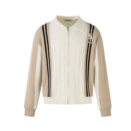 TALKLESSFASHION Jiayiku men's clothing 2025 autumn new Korean lazy campus style striped knitwear motorcycle sweater base layer