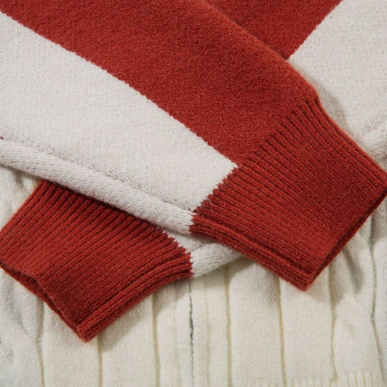 TALKLESSFASHION Jiayiku men's clothing 2025 autumn new Korean lazy campus style striped knitwear motorcycle sweater base layer