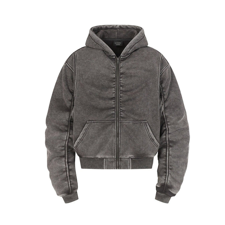 TALKLESSFASHION Jiayiku Men's Fall 2025 New American Street Personality Hoodie Pleated Washed Old Hoodie with Fleece