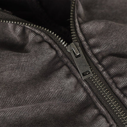 TALKLESSFASHION Jiayiku Men's Fall 2025 New American Street Personality Hoodie Pleated Washed Old Hoodie with Fleece