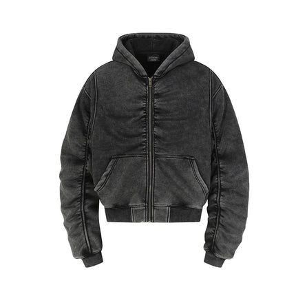 TALKLESSFASHION Jiayiku Men's Fall 2025 New American Street Personality Hoodie Pleated Washed Old Hoodie with Fleece