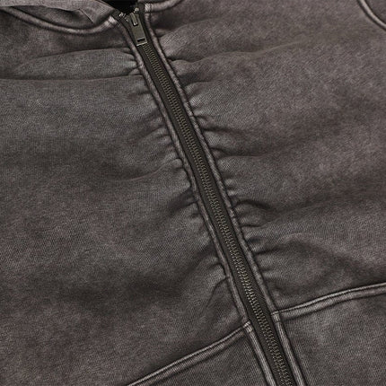 TALKLESSFASHION Jiayiku Men's Fall 2025 New American Street Personality Hoodie Pleated Washed Old Hoodie with Fleece