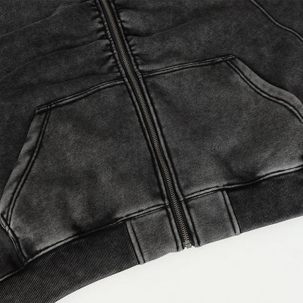 TALKLESSFASHION Jiayiku Men's Fall 2025 New American Street Personality Hoodie Pleated Washed Old Hoodie with Fleece